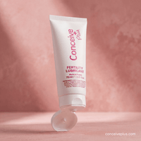 Tube of Conceive Plus fertility lubricant on a pink background